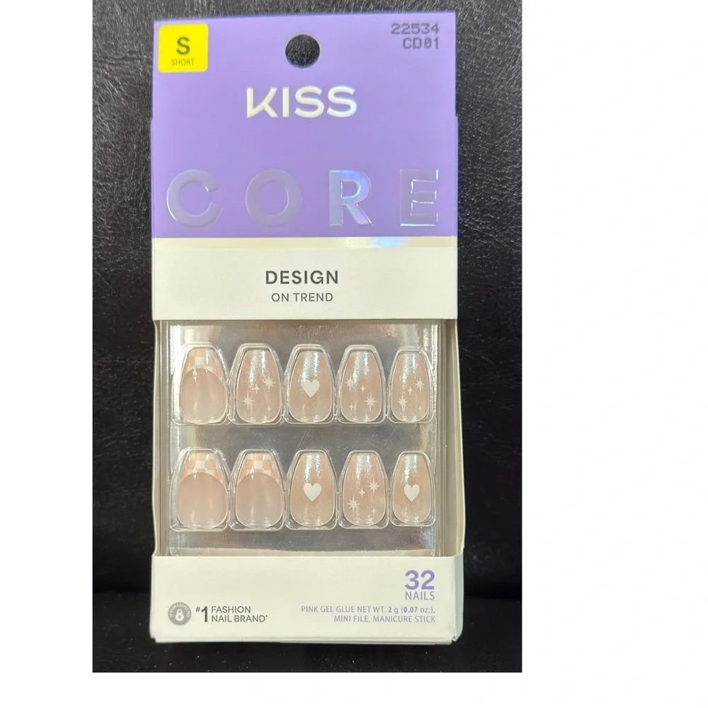 NWT KISS Core Press On Fake Nails Pink Cheers Red Flaming Short Gift New